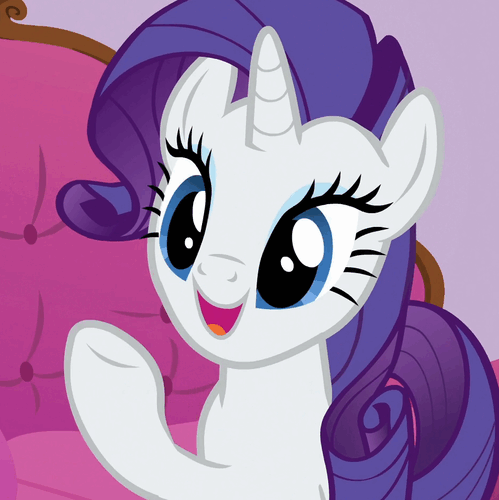 Size: 499x500 | Tagged: safe, screencap, character:rarity, species:pony, species:unicorn, episode:applejack's day off, animated, cute, faec, female, mare, open mouth, raised hoof, raribetes, smiling, solo