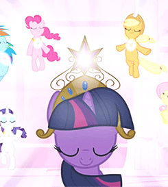 Size: 245x273 | Tagged: safe, screencap, character:applejack, character:fluttershy, character:pinkie pie, character:rainbow dash, character:rarity, character:twilight sparkle, species:pony, episode:friendship is magic, g4, my little pony: friendship is magic, animated, elements of harmony, glowing eyes, mane six, the elements in action