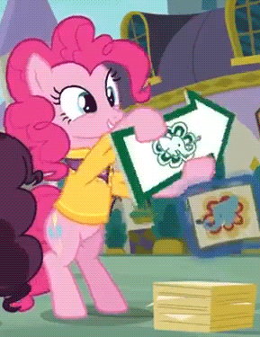 Size: 289x375 | Tagged: safe, screencap, character:pinkie pie, species:pony, episode:spice up your life, g4, my little pony: friendship is magic, animated, cute, dancing, diapinkes, elephant, sign