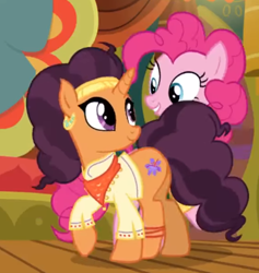 Size: 374x394 | Tagged: safe, screencap, character:pinkie pie, character:saffron masala, species:pony, episode:spice up your life, g4, my little pony: friendship is magic, the tasty treat