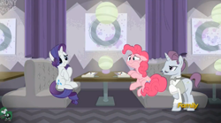 Size: 2515x1399 | Tagged: safe, screencap, character:pinkie pie, character:rarity, species:pony, episode:spice up your life, g4, my little pony: friendship is magic, discovery family logo, waiter