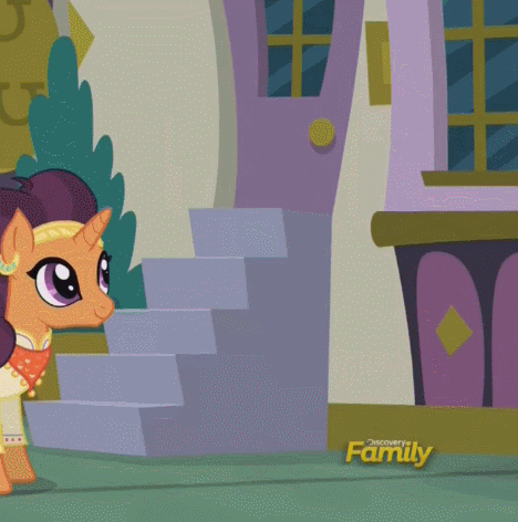 Size: 468x472 | Tagged: safe, screencap, character:pinkie pie, character:saffron masala, species:pony, episode:spice up your life, g4, my little pony: friendship is magic, animated, bouncing, cropped, cute, deja vu, diapinkes, discovery family logo, oink oink oink, piggie pie, reversed, saffronbetes