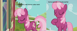 Size: 1051x420 | Tagged: safe, screencap, character:cheerilee, episode:family appreciation day, g4, my little pony: friendship is magic, animation error, comparison, cutie mark
