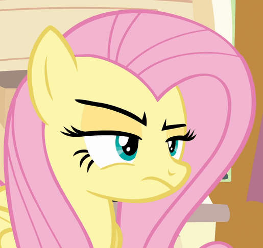 Size: 515x486 | Tagged: safe, screencap, character:fluttershy, species:pony, episode:flutter brutter, g4, my little pony: friendship is magic, animated, fluttershy is not amused, solo
