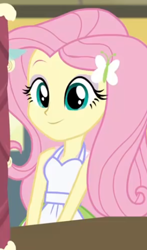 Size: 312x530 | Tagged: safe, screencap, character:fluttershy, equestria girls:friendship games, g4, my little pony:equestria girls, apron, clothing, cropped, cute, shyabetes, solo