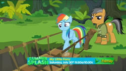 Size: 1600x900 | Tagged: safe, screencap, character:quibble pants, character:rainbow dash, species:pony, episode:stranger than fanfiction, bridge