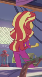 Size: 244x442 | Tagged: safe, screencap, character:sunset shimmer, equestria girls:legend of everfree, g4, my little pony:equestria girls, ass, bunset shimmer, butt, clothing, cropped, female, pajamas, rear view
