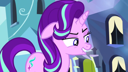 Size: 1280x720 | Tagged: safe, screencap, character:starlight glimmer, species:pony, episode:the crystalling, g4, my little pony: friendship is magic, lip bite, scheming, solo