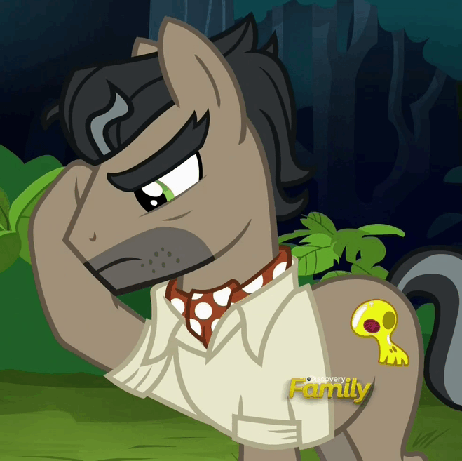 Size: 659x657 | Tagged: safe, screencap, character:doctor caballeron, species:earth pony, species:pony, episode:stranger than fanfiction, animated, cute, cutealleron, discovery family logo, head scratch, loop, male, scratching, solo, stallion