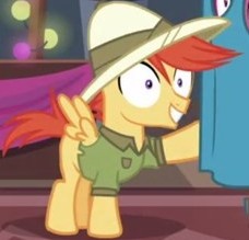 Size: 228x219 | Tagged: safe, screencap, character:shutterbug, species:pony, episode:stranger than fanfiction, clothing, cosplay, costume, hat, pith helmet