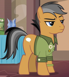Size: 800x885 | Tagged: safe, screencap, character:quibble pants, species:pony, episode:stranger than fanfiction, unimpressed