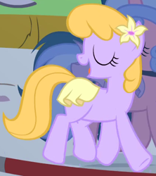 Size: 414x467 | Tagged: safe, screencap, character:drizzle, character:royal ribbon, species:pegasus, species:pony, species:unicorn, episode:the best night ever, g4, my little pony: friendship is magic, animation error, background pony, female, mare, wingless