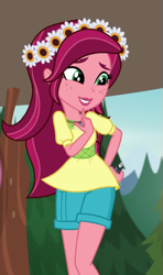 Size: 427x720 | Tagged: safe, screencap, character:gloriosa daisy, equestria girls:legend of everfree, g4, my little pony:equestria girls, cropped, cute, daisybetes, geode of fauna, geode of shielding, geode of super speed, magical geodes