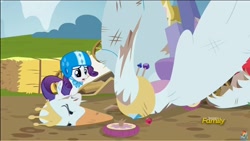 Size: 1282x721 | Tagged: safe, screencap, character:rarity, species:pony, episode:the cart before the ponies, g4, my little pony: friendship is magic, broken, cart, destruction, swanlestia