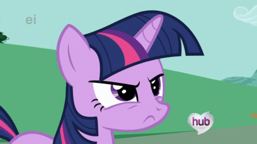Size: 500x281 | Tagged: safe, screencap, character:twilight sparkle, episode:the ticket master, g4, my little pony: friendship is magic, animated, ei, hub logo, solo