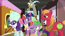Size: 1920x1080 | Tagged: safe, screencap, character:big mcintosh, character:discord, character:rarity, character:spike, character:twilight sparkle, character:twilight sparkle (alicorn), species:alicorn, species:pony, episode:dungeons & discords, animation error