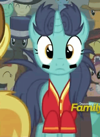 Size: 354x483 | Tagged: safe, screencap, character:braeburn, character:slapshot, species:pony, episode:buckball season, g4, my little pony: friendship is magic, animated, bonnie rose, discovery family logo, eye black (makeup), gif, not noteworthy, solo focus