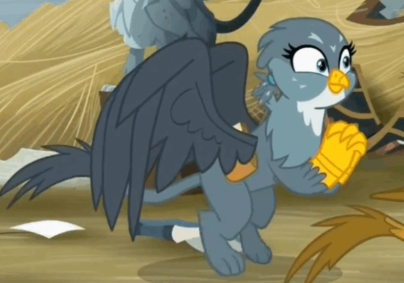 Size: 582x408 | Tagged: safe, screencap, character:gabby, species:griffon, episode:the fault in our cutie marks, g4, my little pony: friendship is magic, animated, cute, gabbybetes, gif, loop, mailbag, shuffle