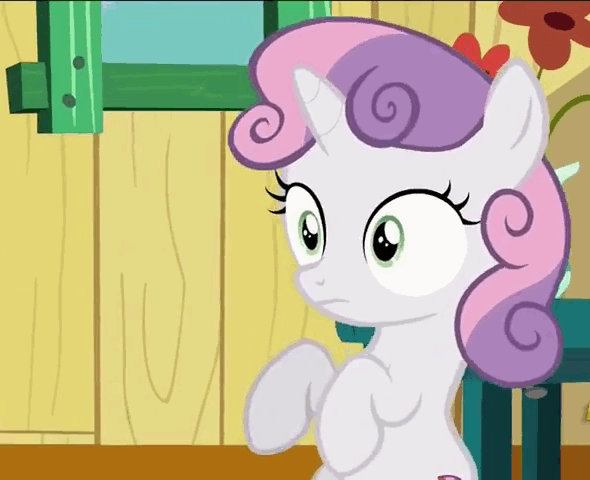 Size: 590x480 | Tagged: safe, screencap, character:sweetie belle, species:pony, species:unicorn, episode:the fault in our cutie marks, g4, my little pony: friendship is magic, animated, confused, derp, faec, female, filly, gif, reaction image, solo