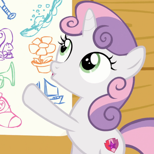 Size: 513x514 | Tagged: safe, screencap, character:sweetie belle, episode:the fault in our cutie marks, g4, my little pony: friendship is magic, animated, cutie mark, gif, the cmc's cutie marks