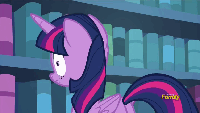 Size: 848x480 | Tagged: safe, screencap, character:twilight sparkle, character:twilight sparkle (alicorn), species:alicorn, species:pony, episode:the fault in our cutie marks, g4, my little pony: friendship is magic, adorkable, animated, book, bookhorse, caption, cute, discovery family logo, dork, excited, eye shimmer, gif, happy, image macro, meme, smiling, solo, that pony sure does love books, twiabetes, twilight fuel, wingboner