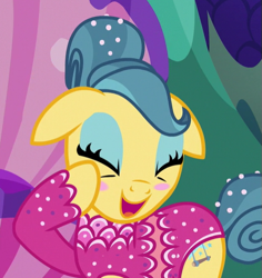 Size: 515x545 | Tagged: safe, screencap, character:trapeze star, species:pony, episode:viva las pegasus, g4, my little pony: friendship is magic, blushing, cropped, cute, floppy ears