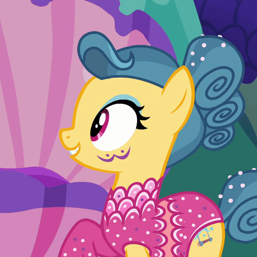 Size: 506x507 | Tagged: safe, screencap, character:gladmane, character:trapeze star, species:pony, episode:viva las pegasus, g4, my little pony: friendship is magic, animated, background pony, blinking, cute, floppy ears, gif, happy
