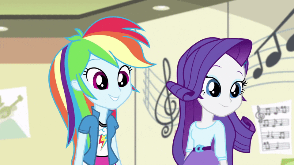 Size: 960x540 | Tagged: safe, screencap, character:rainbow dash, character:rarity, episode:pinkie on the one, equestria girls:rainbow rocks, g4, my little pony:equestria girls, animated, gif