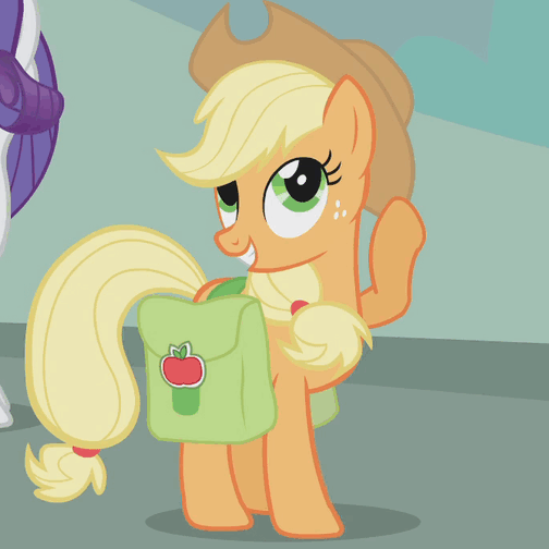 Size: 504x504 | Tagged: safe, screencap, character:applejack, character:pinkie pie, character:rarity, species:pony, episode:dragonshy, g4, my little pony: friendship is magic, animated, bag, balloon, gif, saddle bag