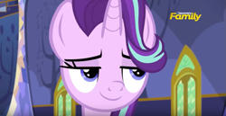 Size: 853x440 | Tagged: safe, screencap, character:starlight glimmer, species:pony, episode:every little thing she does, g4, my little pony: friendship is magic, discovery family logo, faec, smug, smuglight glimmer, solo