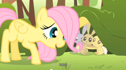 Size: 640x355 | Tagged: safe, screencap, character:fluttershy, species:rabbit, filly, youtube caption