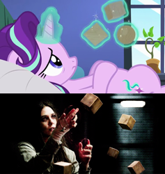 Size: 512x540 | Tagged: safe, screencap, character:starlight glimmer, species:pony, episode:every little thing she does, g4, my little pony: friendship is magic, comparison, marvel, scarlet witch, starlight's room, wanda maximoff