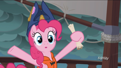 Size: 1920x1080 | Tagged: safe, screencap, character:pinkie pie, species:pony, episode:p.p.o.v. (pony point of view), g4, my little pony: friendship is magic, bicorne, captain pinkie, clothing, hat, map, pirate hat, solo