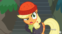 Size: 845x467 | Tagged: safe, screencap, character:applejack, species:pony, episode:p.p.o.v. (pony point of view), g4, my little pony: friendship is magic, captain jackbeard, solo