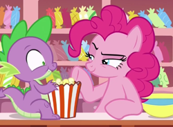 Size: 520x383 | Tagged: safe, screencap, character:pinkie pie, character:spike, episode:p.p.o.v. (pony point of view), g4, my little pony: friendship is magic