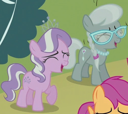 Size: 503x449 | Tagged: safe, screencap, character:diamond tiara, character:scootaloo, character:silver spoon, species:pegasus, species:pony, animated, glasses, laughing, laughingmares.jpg