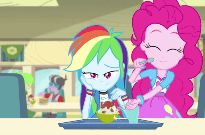 Size: 680x448 | Tagged: safe, screencap, character:cherry crash, character:pinkie pie, character:rainbow dash, episode:pinkie on the one, equestria girls:rainbow rocks, g4, my little pony:equestria girls, animated, cherry crash, drumming, duo focus, female, gif, male, reversed