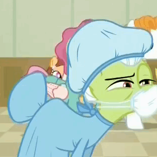 Size: 316x316 | Tagged: safe, screencap, character:applejack, character:granny smith, species:pony, episode:where the apple lies, g4, my little pony: friendship is magic, animated, gif, teenage applejack, the grady girls, the shining, twins