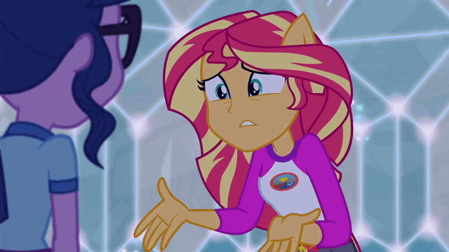 Size: 640x360 | Tagged: safe, screencap, character:sunset shimmer, character:twilight sparkle, character:twilight sparkle (scitwi), species:eqg human, equestria girls:legend of everfree, g4, my little pony:equestria girls, animated, gif, ponied up