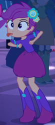 Size: 318x722 | Tagged: safe, screencap, character:scootaloo, species:pegasus, species:pony, my little pony:equestria girls, chicken dance, clothing, cropped, cute, cutealoo, dress, fall formal, fall formal outfits, outfit catalog, scootachicken, silly, silly human, solo, tongue out