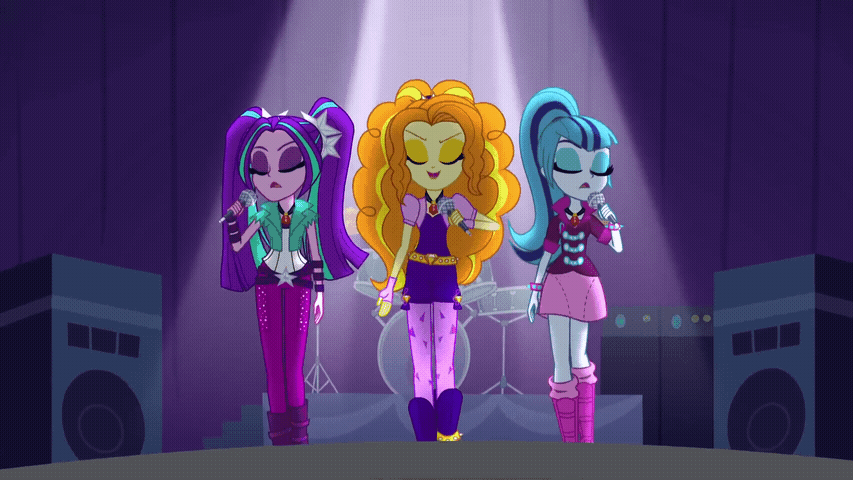 Size: 853x480 | Tagged: safe, screencap, character:adagio dazzle, character:aria blaze, character:sonata dusk, equestria girls:rainbow rocks, g4, my little pony:equestria girls, animated, gif, the dazzlings, under our spell