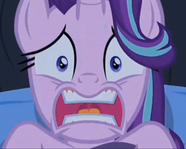 Size: 631x504 | Tagged: safe, screencap, character:starlight glimmer, species:pony, episode:to where and back again, g4, my little pony: friendship is magic, animated, faec, gif, looking at you, open mouth, out of context, solo, teeth, this will end in porn, wide eyes