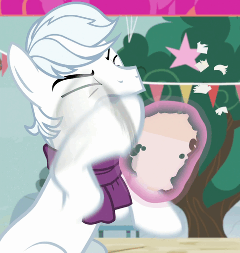 Size: 485x511 | Tagged: safe, screencap, character:double diamond, species:pony, episode:to where and back again, g4, my little pony: friendship is magic, angry, animated, clothing, confetti, gif, gritted teeth, hoofy-kicks, loop, nightmare, nope, paper, scarf, solo, tearing
