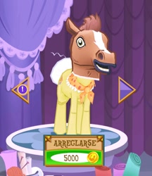 Size: 510x590 | Tagged: safe, gameloft, screencap, character:granny smith, species:pony, game, hoers, hoers mask, mask, nightmare night, solo