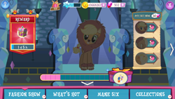 Size: 1280x720 | Tagged: safe, gameloft, screencap, character:applejack, species:pony, animal costume, applelion, clothing, costume, crack is cheaper, nightmare night, nightmare night costume, vip