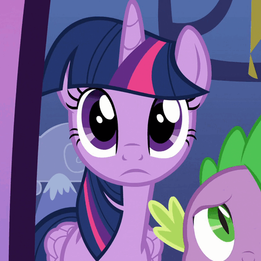 Size: 510x511 | Tagged: safe, screencap, character:spike, character:twilight sparkle, character:twilight sparkle (alicorn), species:alicorn, species:pony, episode:to where and back again, g4, my little pony: friendship is magic, animated, blinking, gif, solo focus