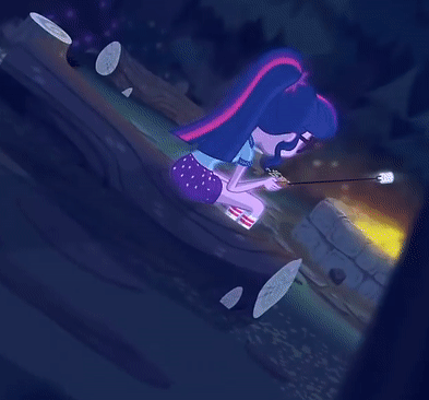 Size: 393x366 | Tagged: safe, screencap, character:twilight sparkle, character:twilight sparkle (scitwi), species:eqg human, equestria girls:legend of everfree, g4, my little pony:equestria girls, animated, campfire, cropped, gif, solo