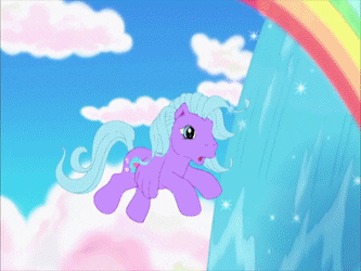 Size: 333x250 | Tagged: safe, screencap, character:coconut grove, species:pony, episode:friends are never far away, g3, animated, butt, butt touch, butterfly, gif, splash and down, splish splash
