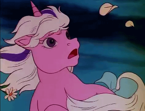 Size: 472x360 | Tagged: safe, screencap, character:twilight (g1), species:pony, species:unicorn, episode:rescue at midnight castle, g1, animated, bow, gif, reaction image, solo, tail bow, wind, windswept mane