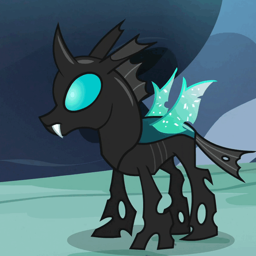 Size: 517x517 | Tagged: safe, screencap, character:thorax, species:changeling, episode:to where and back again, g4, my little pony: friendship is magic, animated, blinking, gif, raised hoof, shining, solo, turning